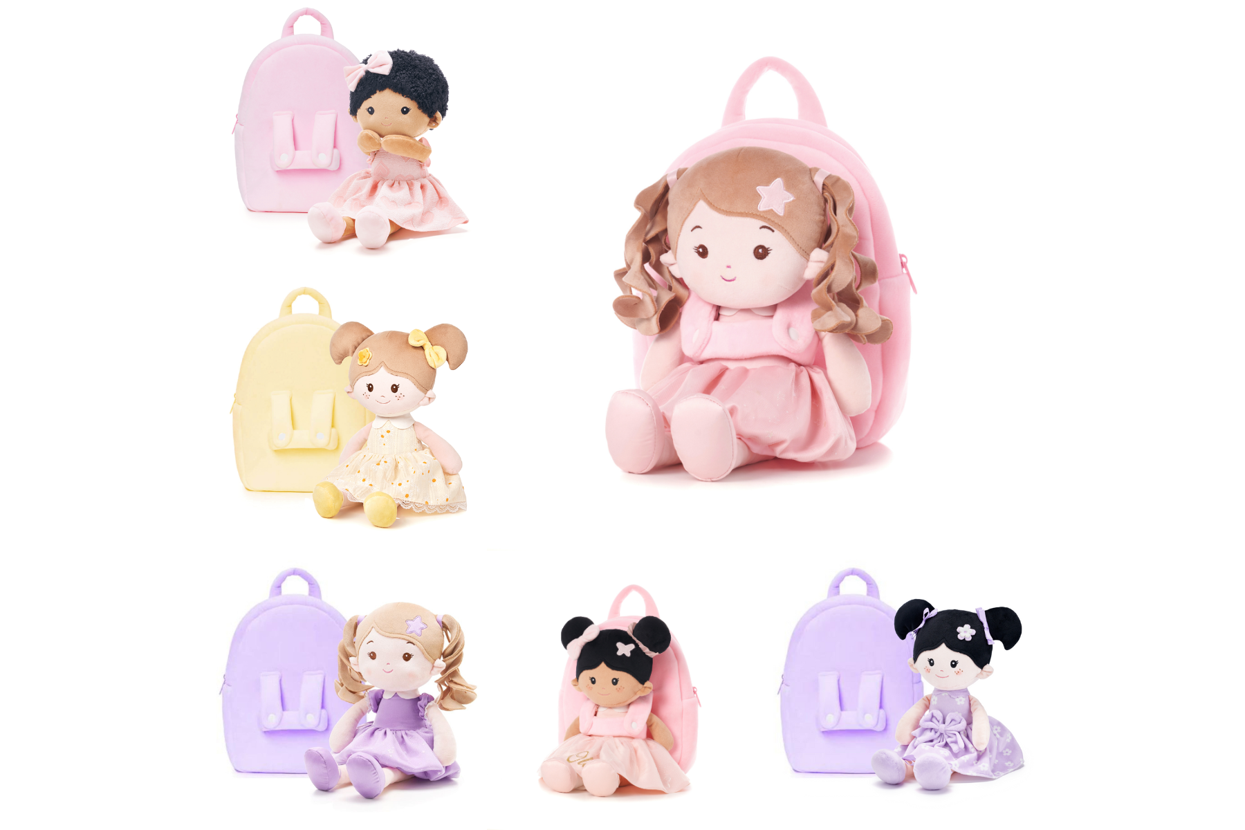 Personalized Doll Backpack for Baby Girls Plush Backbacks with Doll Leyadoll Toddler Backpacks Age 6mos Leya Doll