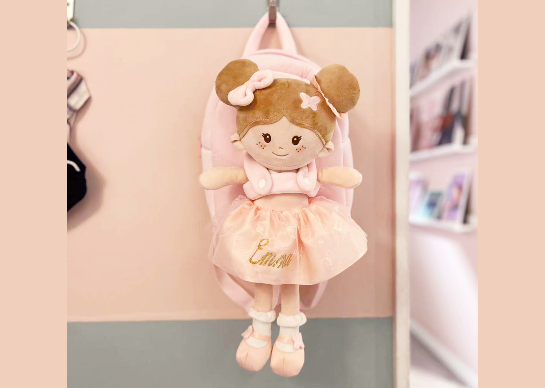 Personalized Doll Carrier Backpack with Baby Doll Leya Doll