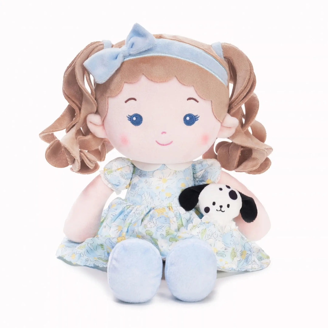 Lily Girl & Her Dalmatian personalized soft plush doll for babies, front view