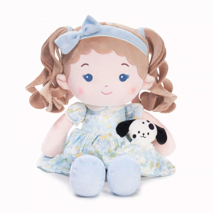 Lily Girl & Her Dalmatian personalized soft plush doll for babies, front view