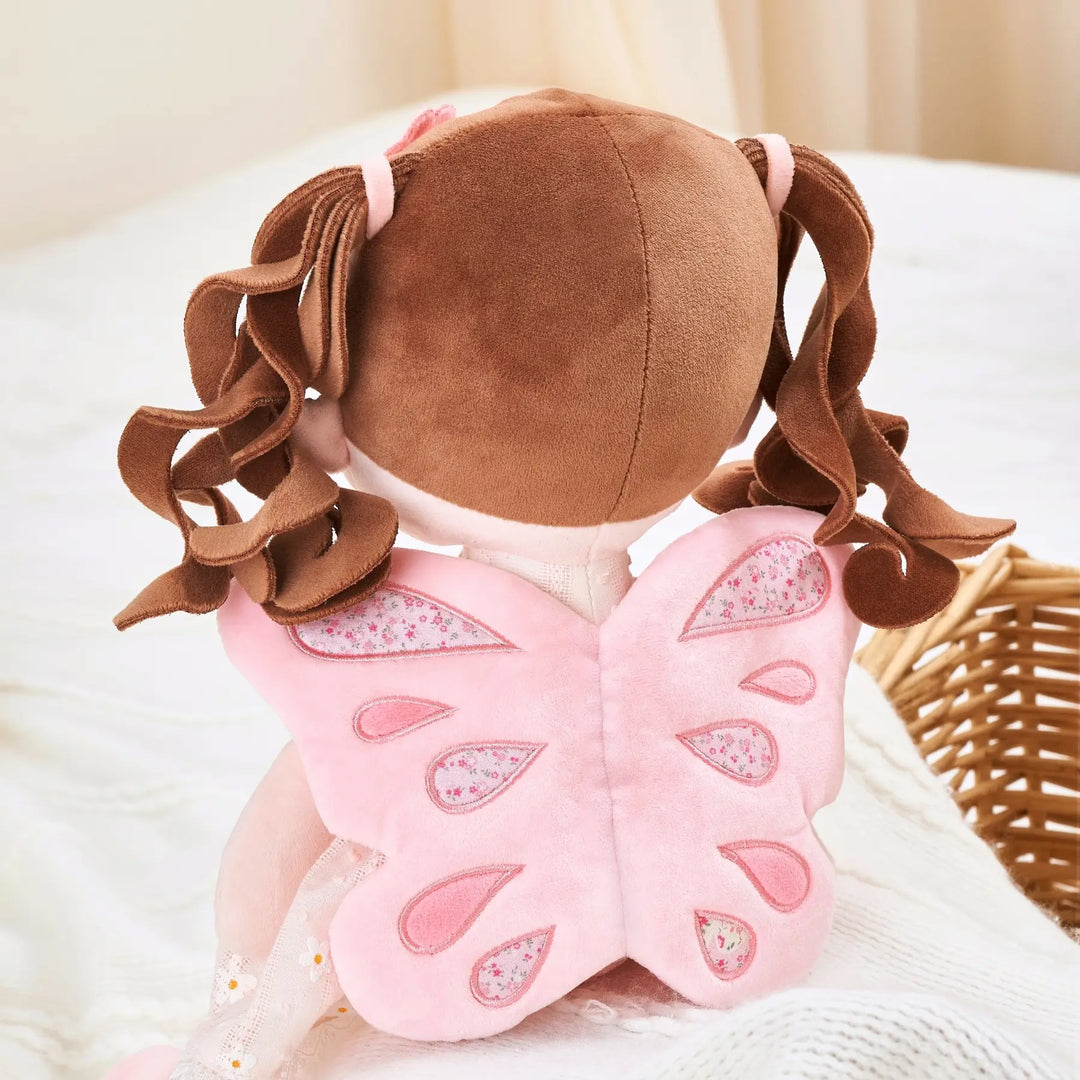 Maisie Butterfly plush doll back detail with soft pink butterfly wings