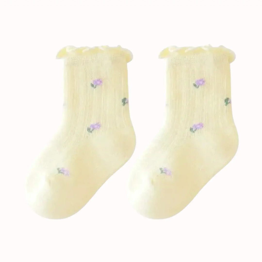Ruffle Floral Short Socks