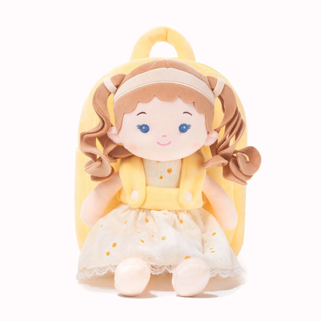 Personalized Doll Backpack for Baby Girls, Plush Backbacks with Doll, Leyadoll Toddler Backpacks, Age 6mos + Daisy Girl