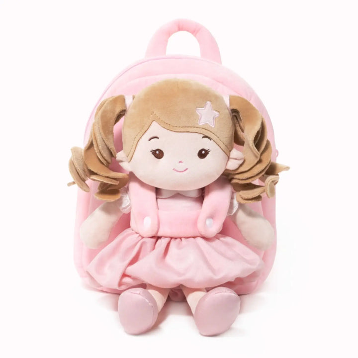 Personalized Doll Backpack for Baby Girls, Plush Backbacks with Doll, Leyadoll Toddler Backpacks, Age 6mos + Doll Backpack