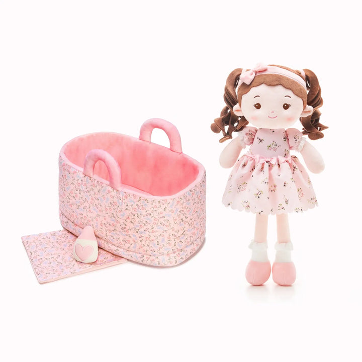 Princess Breeze plush doll with 13-inch Caregiver Playset including bassinet, blanket, and milk bottle