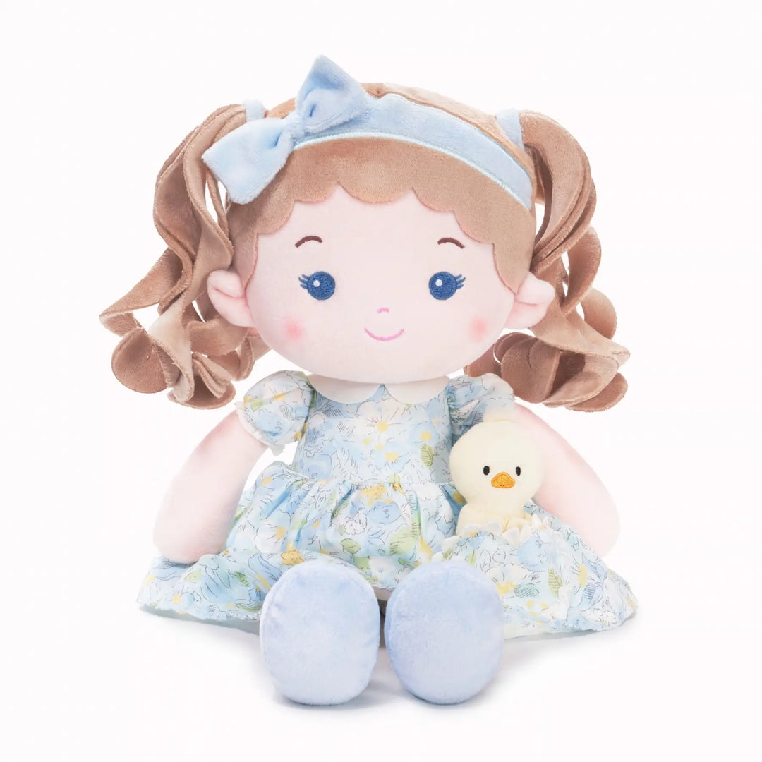 Lily Girl & Her Duckling personalized plush doll for babies, front view