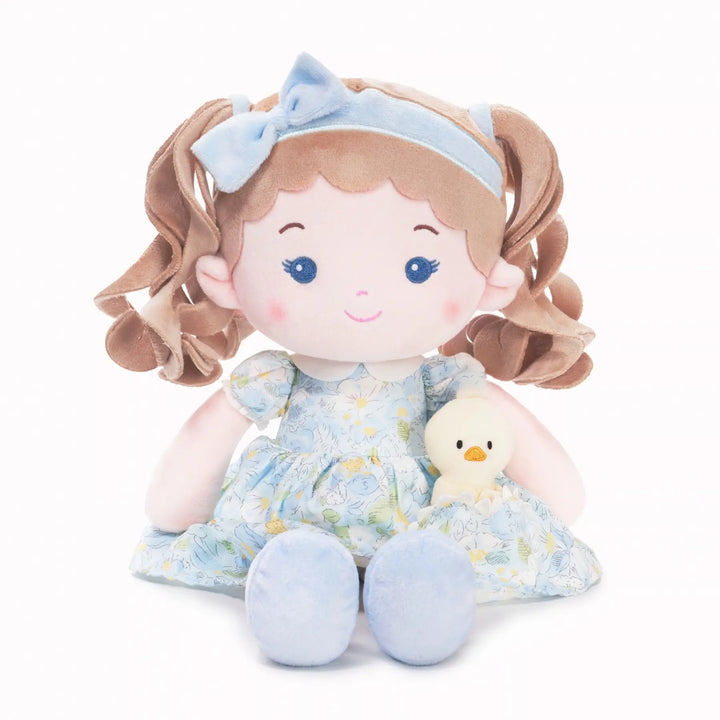 Lily Girl & Her Duckling personalized plush doll for babies, front view