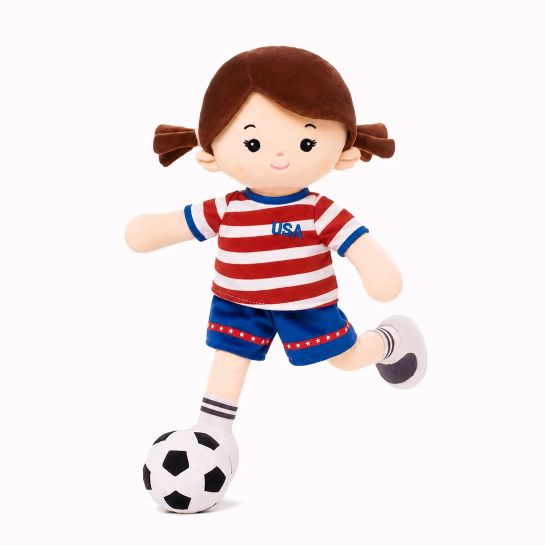 [PRE-ORDER] Personalized Soccer Girl - USA (2 Skin Tones)