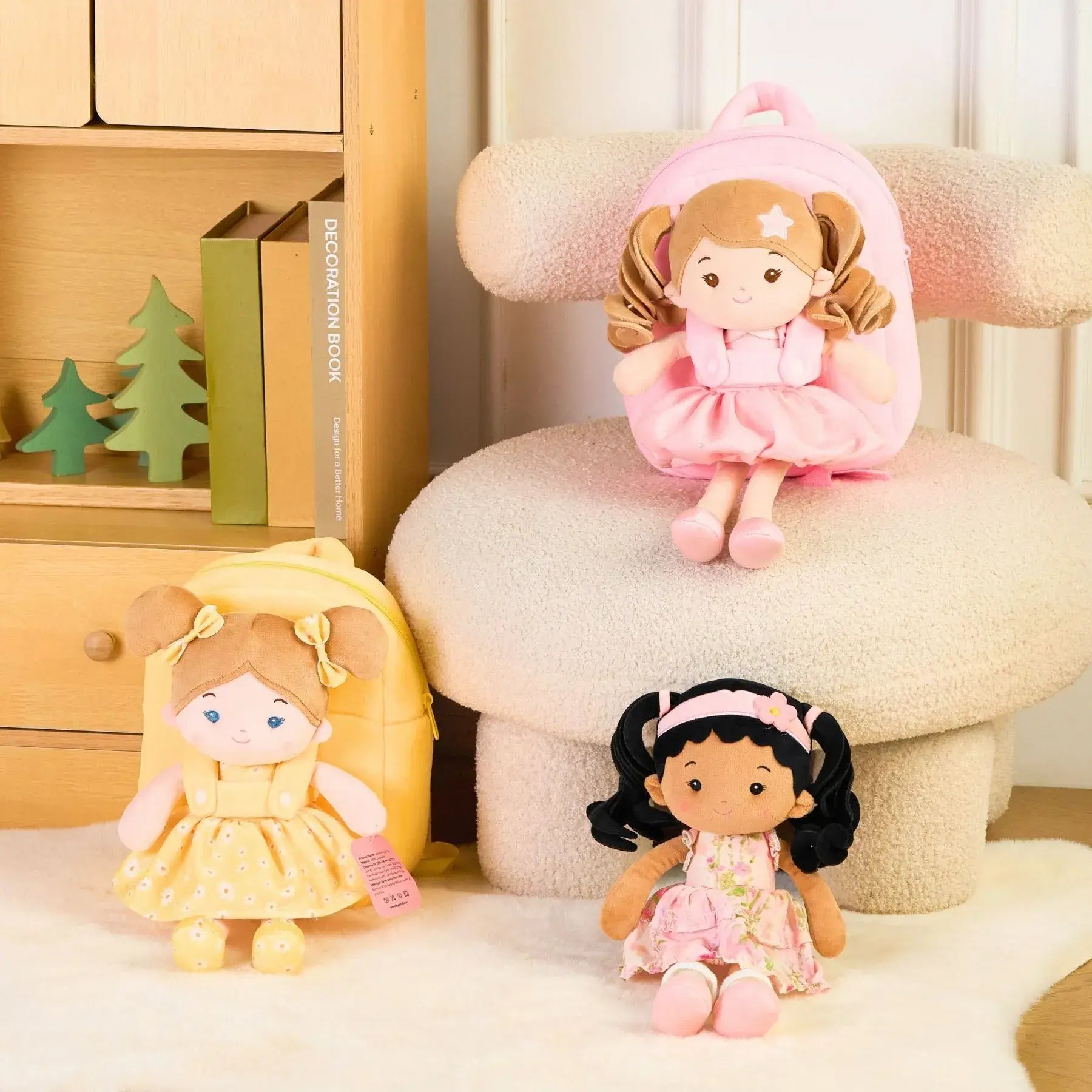 Personalized Doll Backpack for Baby Girls, Plush Backbacks with