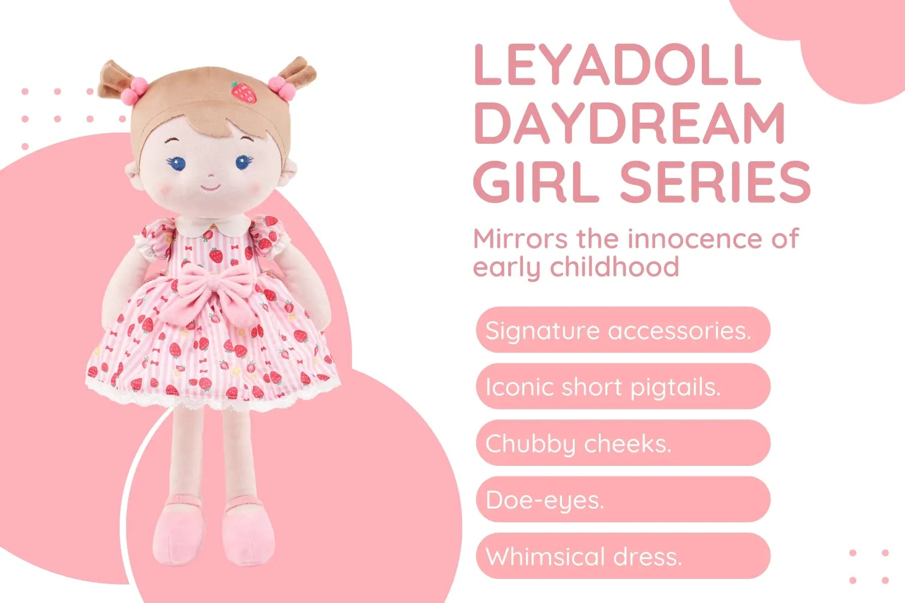 Leyadoll Personalized Baby Doll Gifts Plush Curly Girl Toys with Love 16 Pink Leya Doll