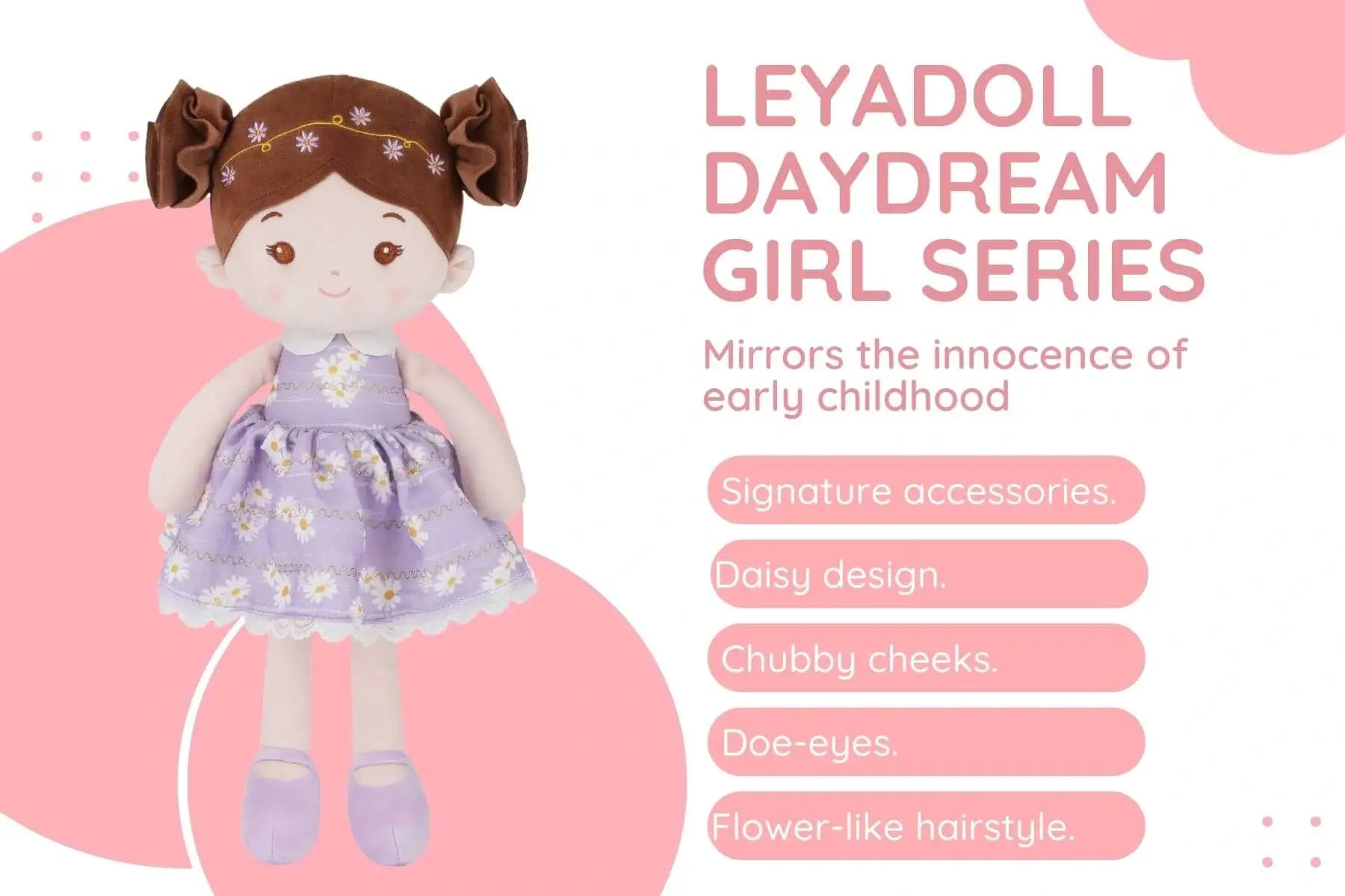 Leyadoll Personalized Baby Doll Gifts Plush Curly Girl Toys with Love 16 Pink Leya Doll