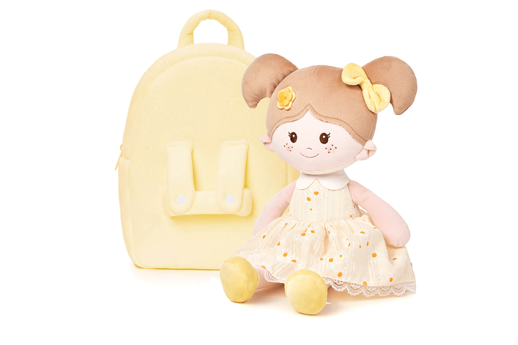 Personalisierte Daisy Girl Puppe Carrier Rucksack - gelb