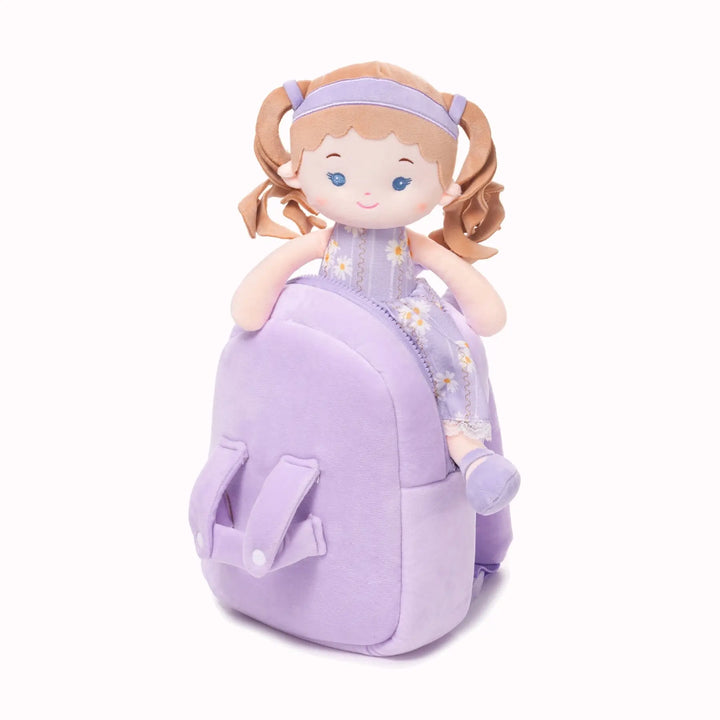 Personalized Daisy Girl Doll Backpack - Purple