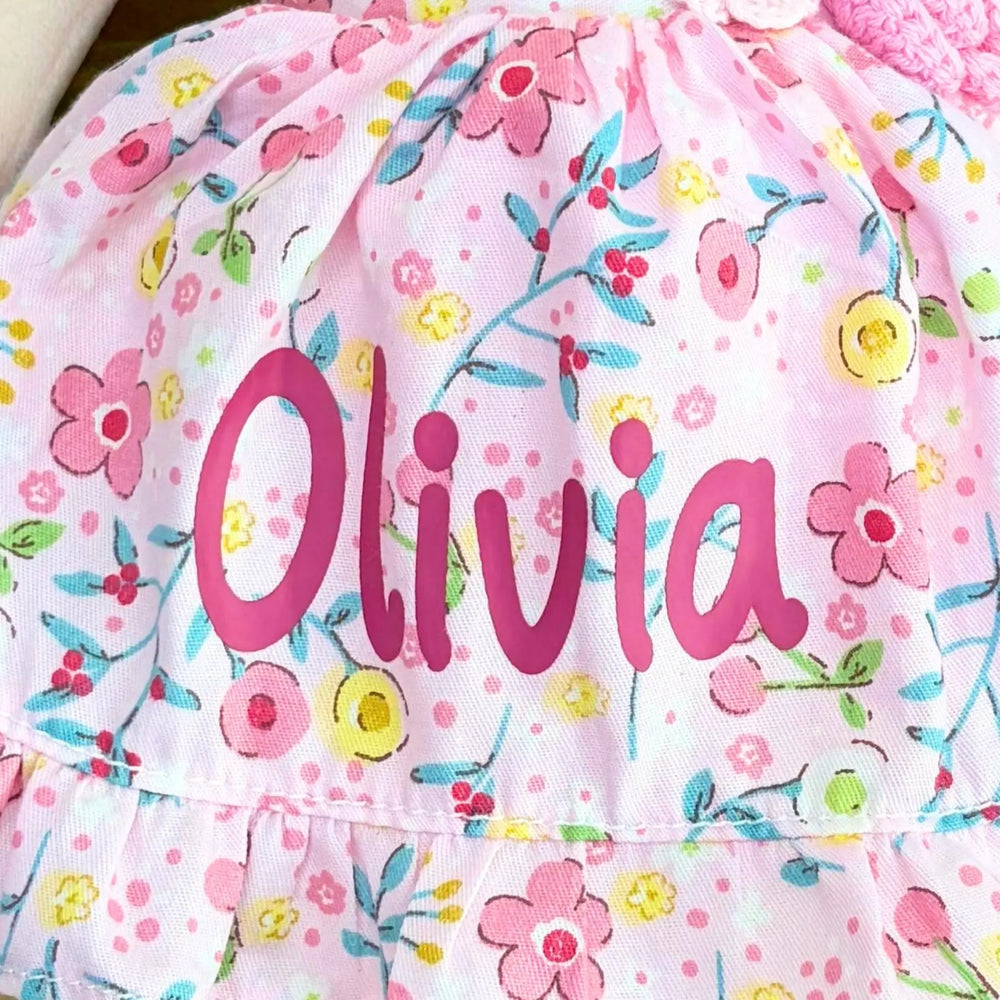 Princess Camelia plush doll personalized with a baby name