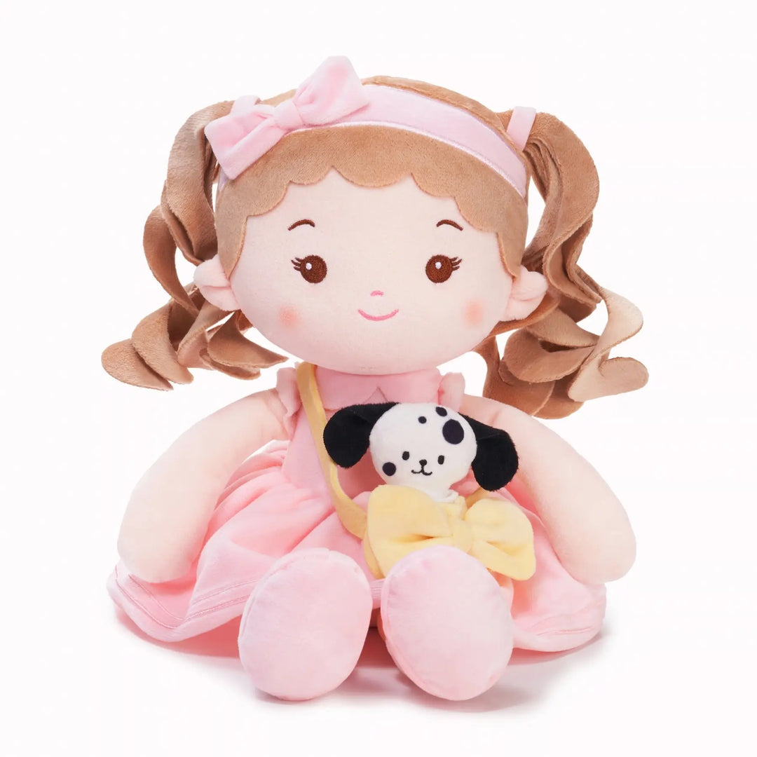 Milly Girl & Her Dalmatian personalized soft plush doll for babies, front view