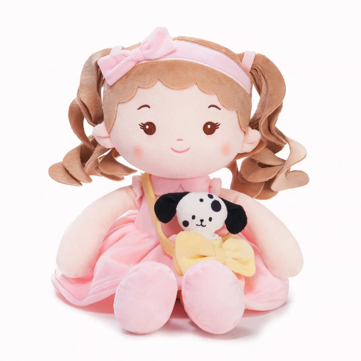 Milly Girl & Her Dalmatian personalized soft plush doll for babies, front view