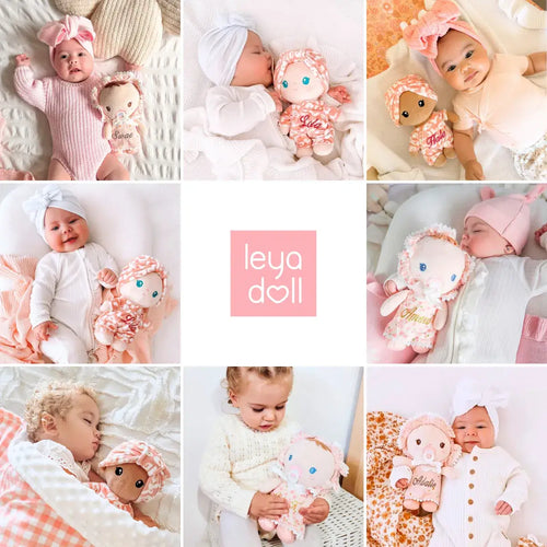 Leyadoll Baby Girl Dolls personalized plush doll collection featuring babies cuddling with their dolls