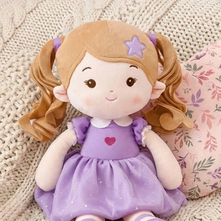 Princess Starlet personalized plush doll for babies with scar detail on the chest, front view