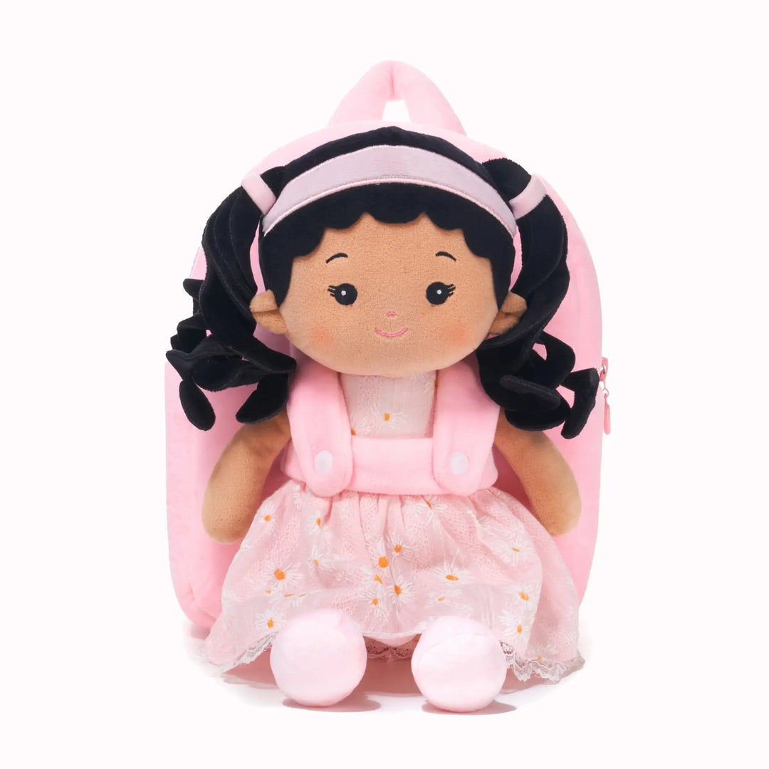 Personalized Daisy Girl Doll Backpack -Pink (2 Skin Tones)
