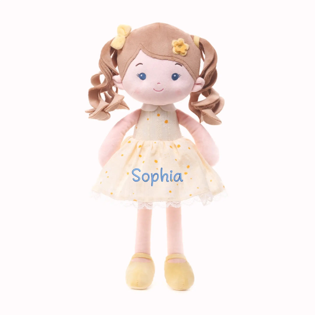16-inch (40 cm) Daisy Girl personalized plush doll with custom embroidered name, front view