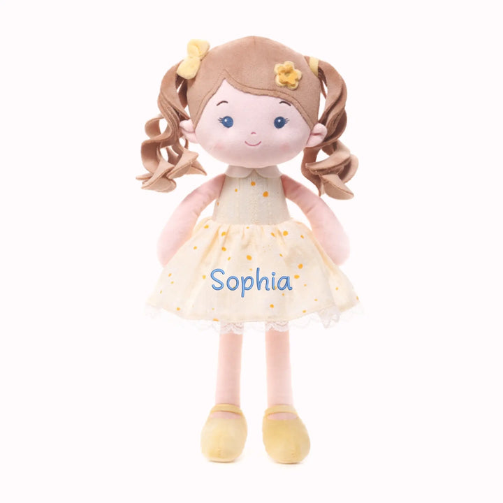 16-inch (40 cm) Daisy Girl personalized plush doll with custom embroidered name, front view